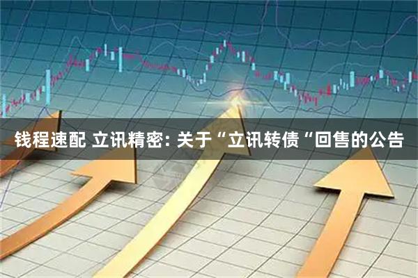 钱程速配 立讯精密: 关于“立讯转债“回售的公告